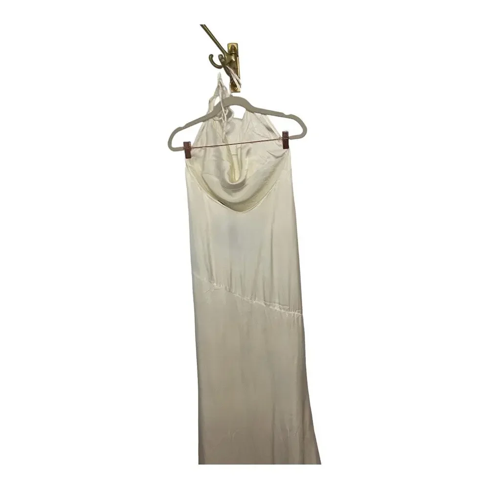 Michael Costello Cecelia Gown Satin Cowl Neck Formal Wedding Gala Party Prom XS